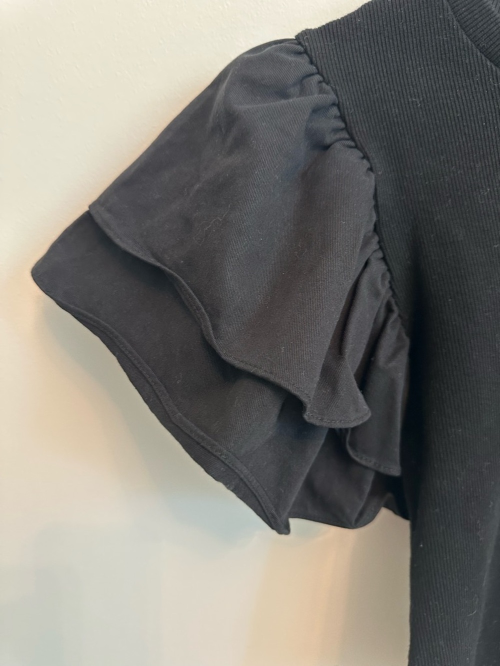 FORE Black Ruffle-Sleeve Bodysuit with Tiered Flutter Sleeves - Picture 4 of 6